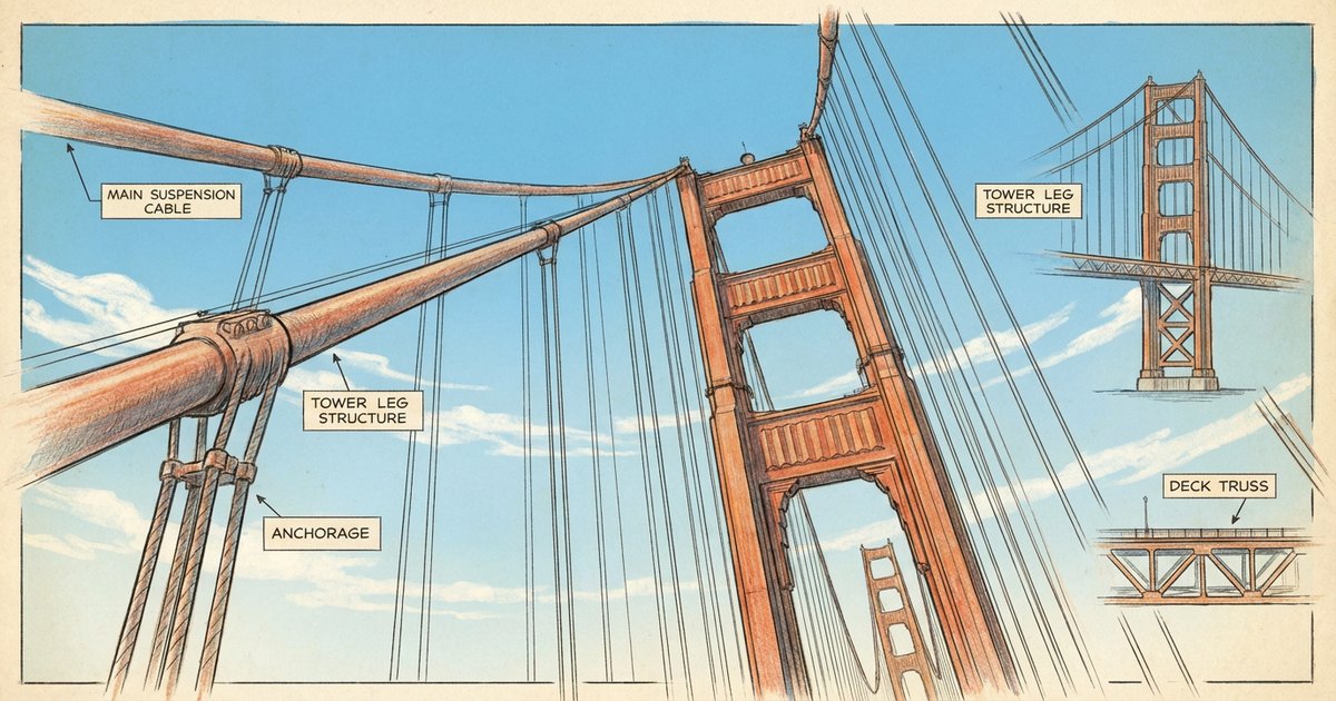 A suspension bridge over a river